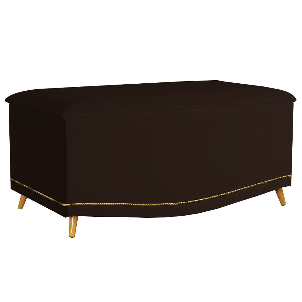 Calçadeira Baú Solteiro 90cm com Tachas Imperial J02 Sintético Marrom Escuro - Mpozenato