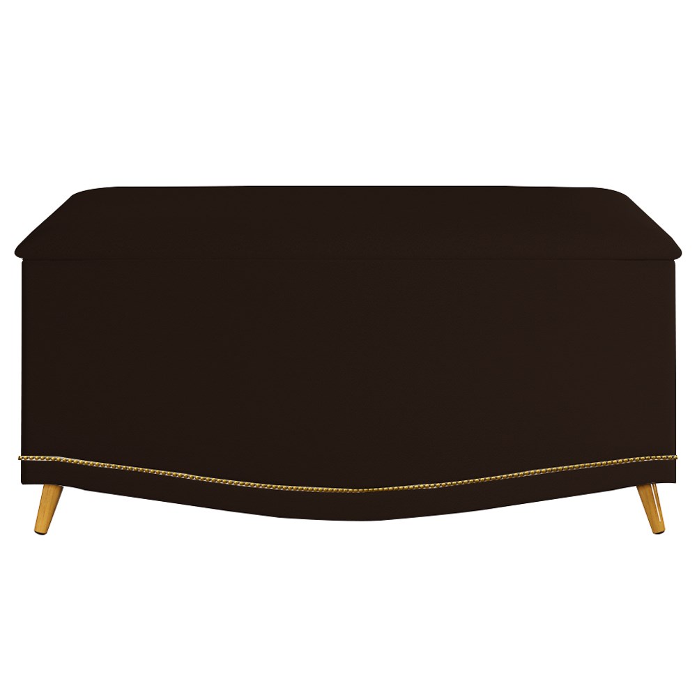Calçadeira Baú Solteiro 90cm com Tachas Imperial J02 Sintético Marrom Escuro - Mpozenato