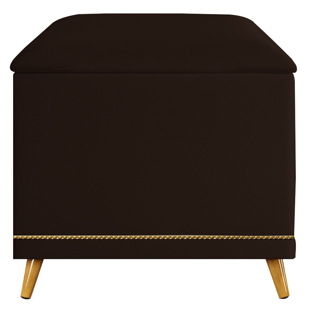 Calçadeira Baú Solteiro 90cm com Tachas Imperial J02 Sintético Marrom Escuro - Mpozenato
