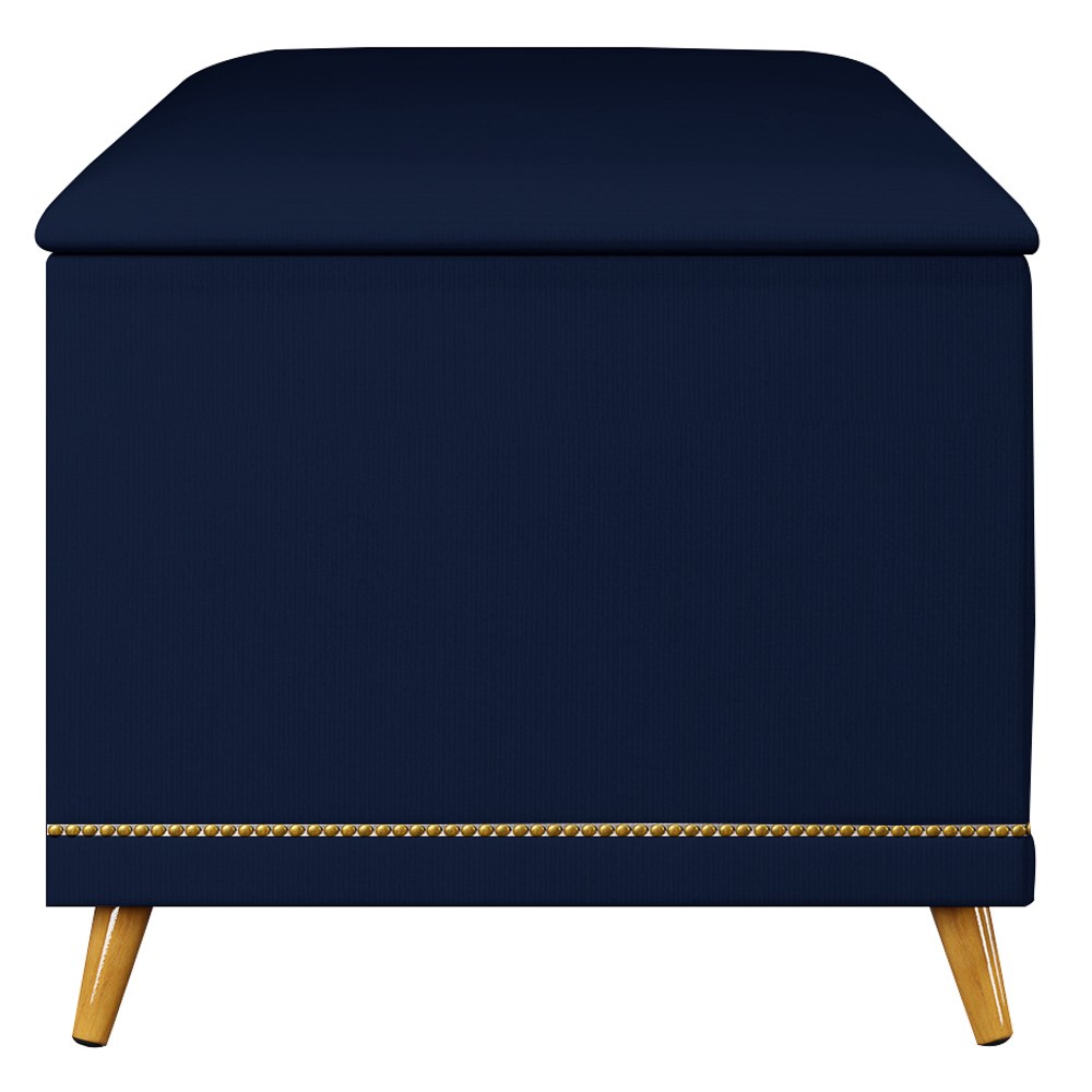 Calçadeira Baú Solteiro 90cm com Tachas Imperial J02 Veludo Azul - Mpozenato