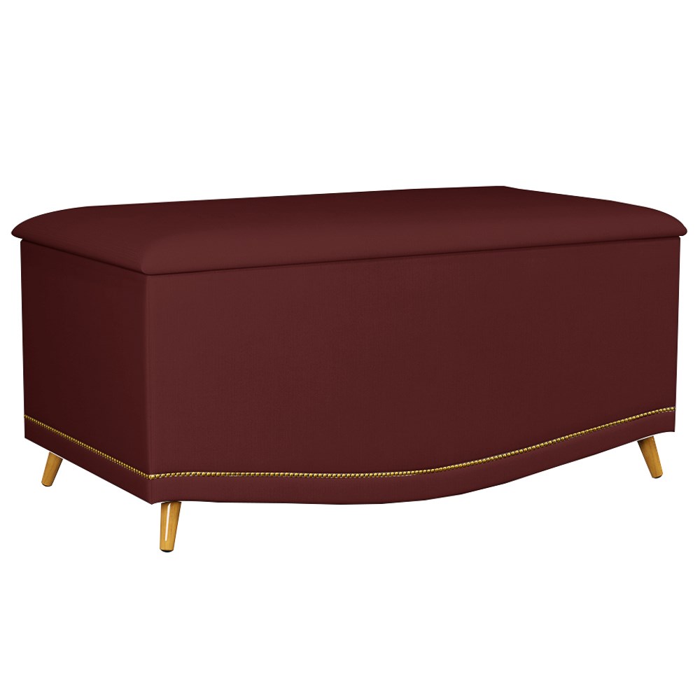 Calçadeira Baú Solteiro 90cm com Tachas Imperial J02 Veludo Vinho - Mpozenato