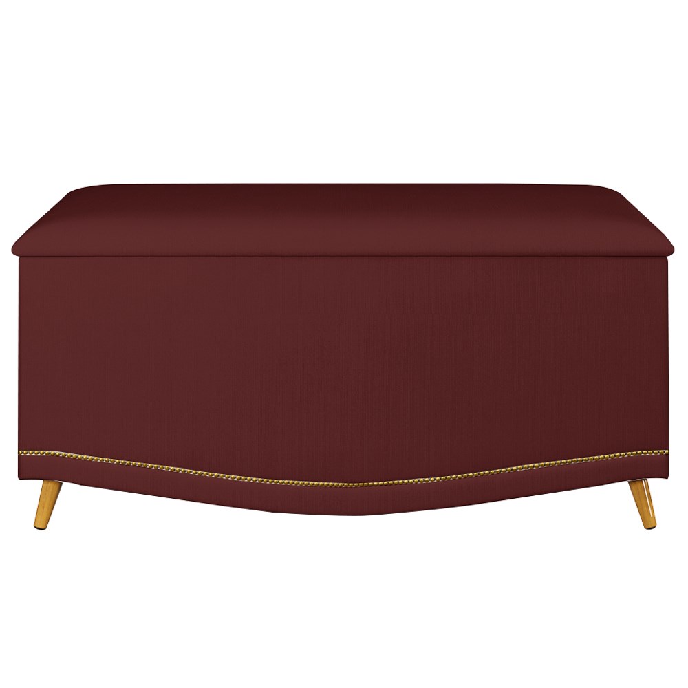 Calçadeira Baú Solteiro 90cm com Tachas Imperial J02 Veludo Vinho - Mpozenato