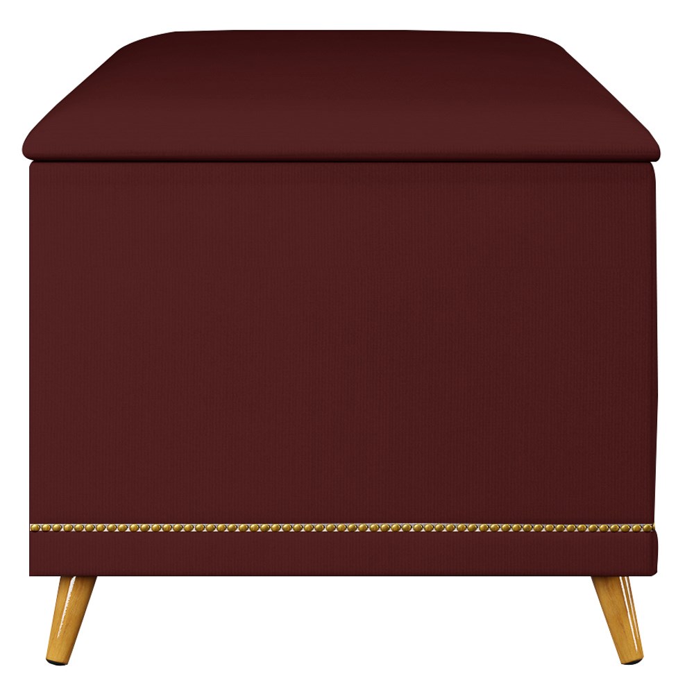 Calçadeira Baú Solteiro 90cm com Tachas Imperial J02 Veludo Vinho - Mpozenato