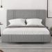 Cama Casal Flutuante Com Cabeceira 140cm Lyra S05 Linho Cinza - Mpozenato