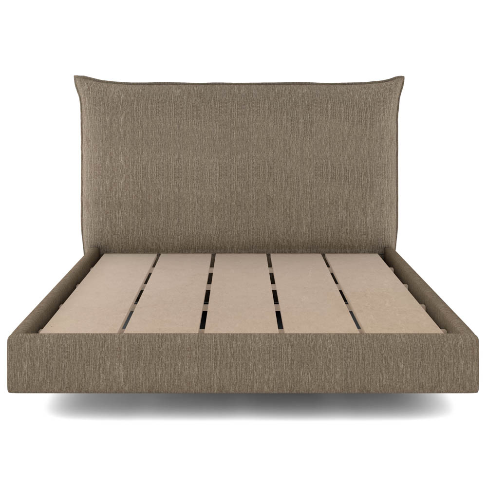 Cama Casal Flutuante Com Cabeceira 140cm Lyra S05 Linho Marrom - Mpozenato