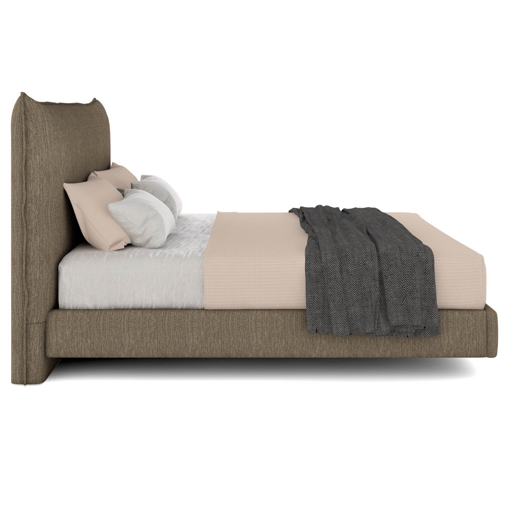 Cama Casal Flutuante Com Cabeceira 140cm Lyra S05 Linho Marrom - Mpozenato