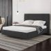 Cama Casal Flutuante Com Cabeceira 140cm Lyra S05 Linho Preto - Mpozenato