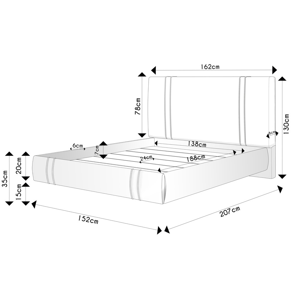 Cama Casal Flutuante Com Cabeceira 140cm Lyra S05 Linho Preto - Mpozenato