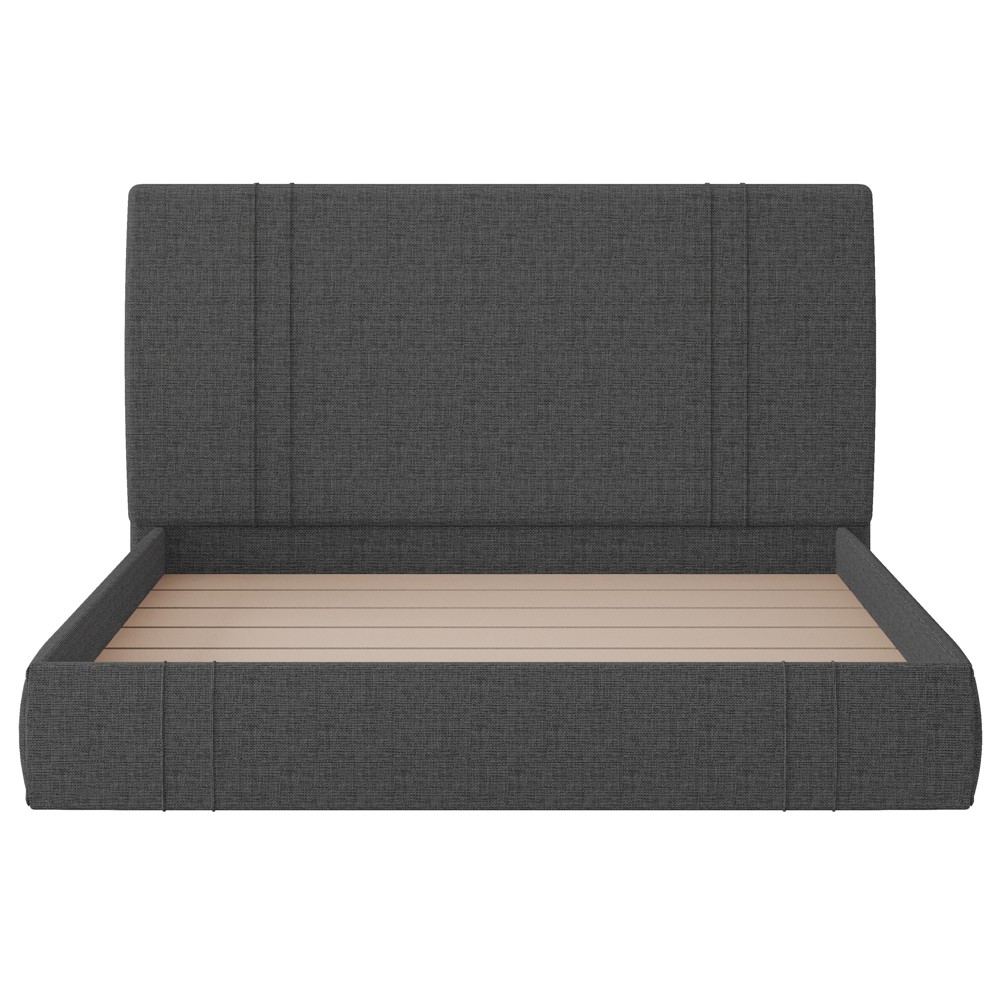 Cama Casal Flutuante Com Cabeceira 140cm Lyra S05 Linho Preto - Mpozenato