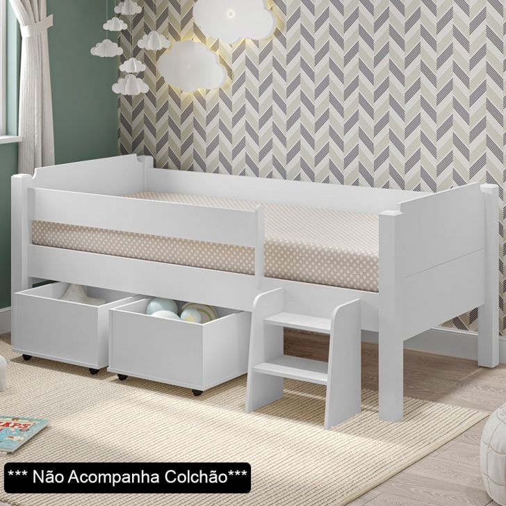 Beliche Infantil Mini Cama Encanto Branco/Grenat - Maxxx Móveis