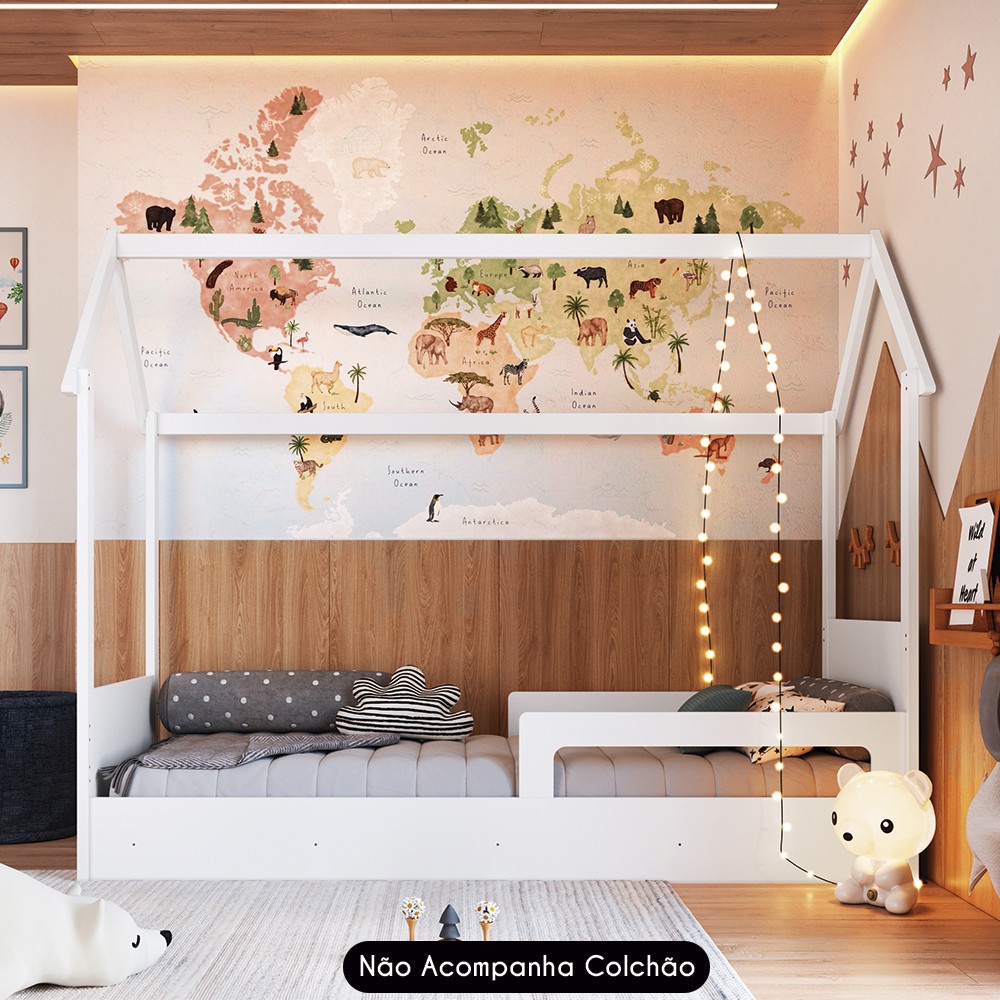 Cama Infantil Montessoriana Casinha Infix C06 Branco - Mpozenato