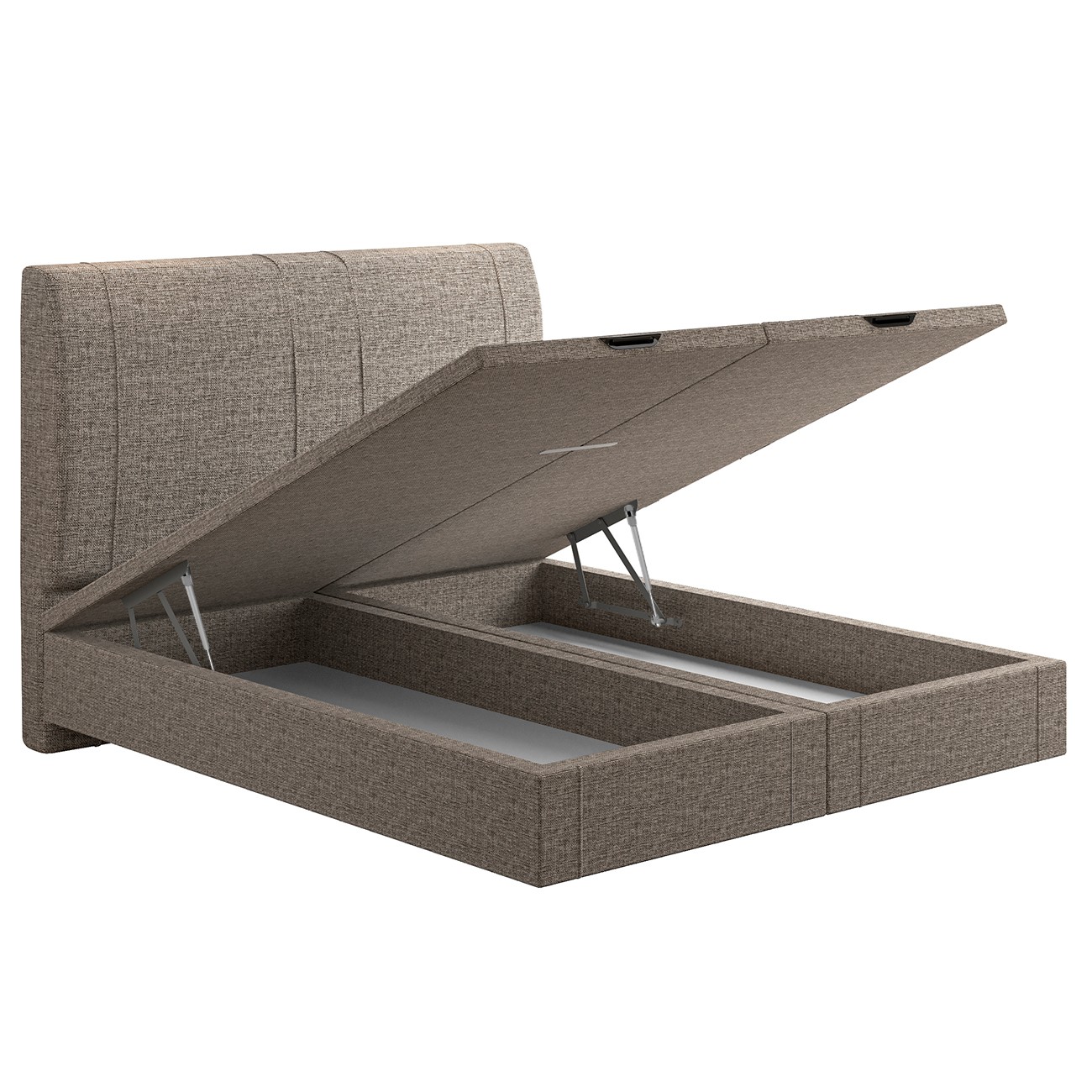 Cama King Flutuante Baú Cabeceira 195cm Fly S05 Linho Marrom - Mpozenato