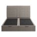 Cama King Flutuante Baú Cabeceira 195cm Fly S05 Linho Marrom - Mpozenato