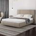 Cama King Flutuante Com Cabeceira 195cm Lyra S05 Linho Bege - Mpozenato