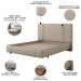 Cama King Flutuante Com Cabeceira 195cm Lyra S05 Linho Bege - Mpozenato