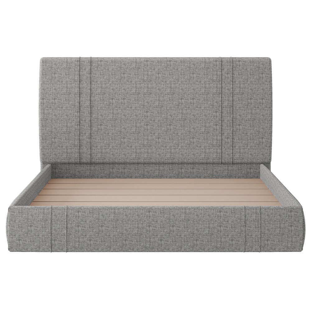 Cama King Flutuante Com Cabeceira 195cm Lyra S05 Linho Cinza - Mpozenato