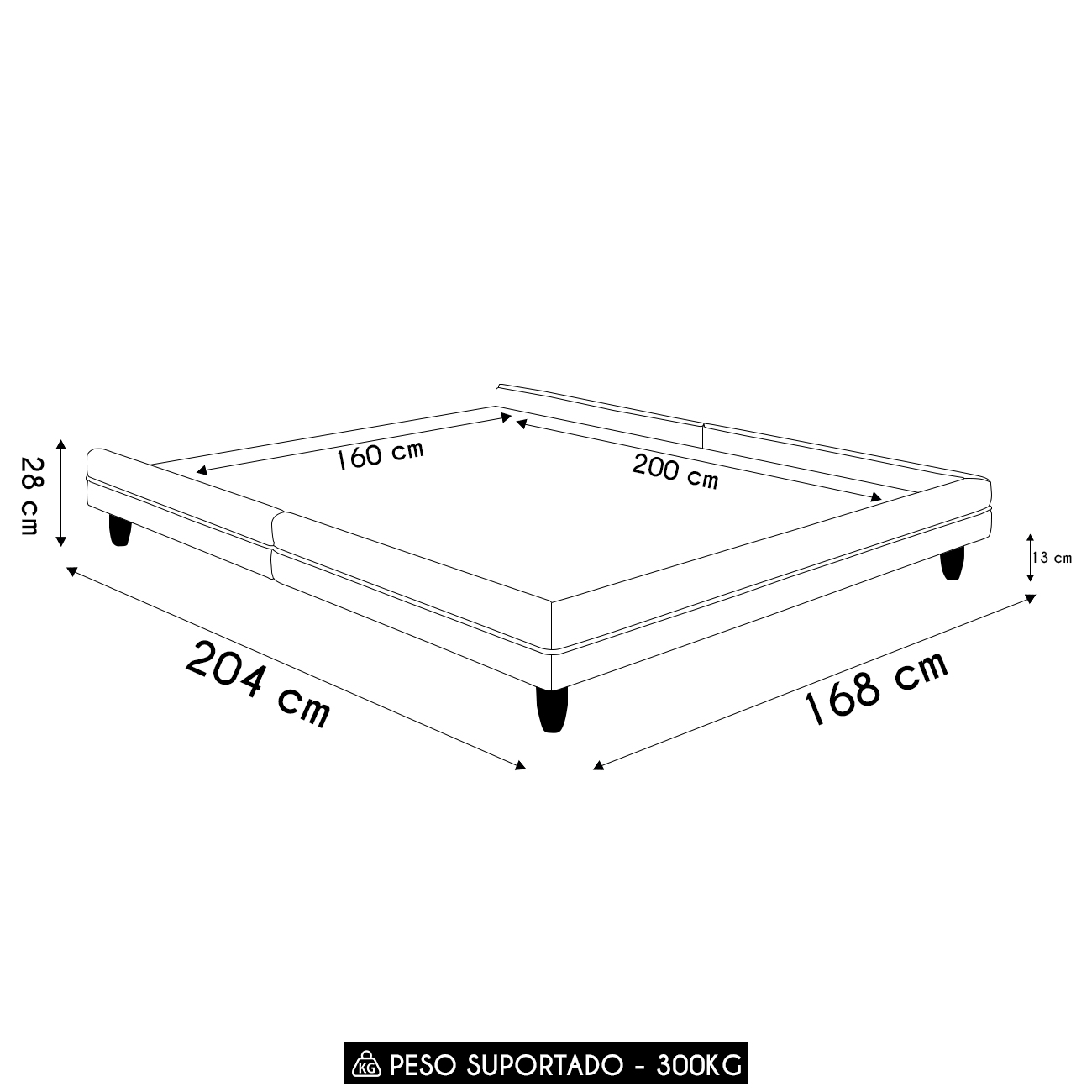 Cama Queen Base Box 160cm Many P02 Veludo Bege - Mpozenato