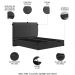 Cama Queen Flutuante Baú Cabeceira 160cm Fly S05 Linho Preto - Mpozenato
