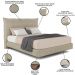 Cama Queen Flutuante Com Cabeceira 160cm Lyra S05 Linho Bege - Mpozenato