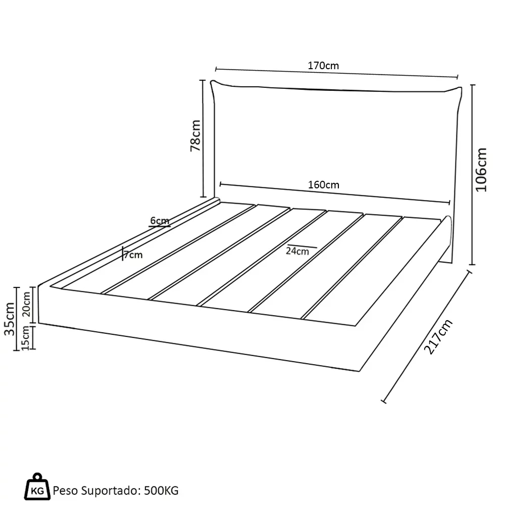 Cama Queen Flutuante Com Cabeceira 160cm Lyra S05 Linho Bege - Mpozenato