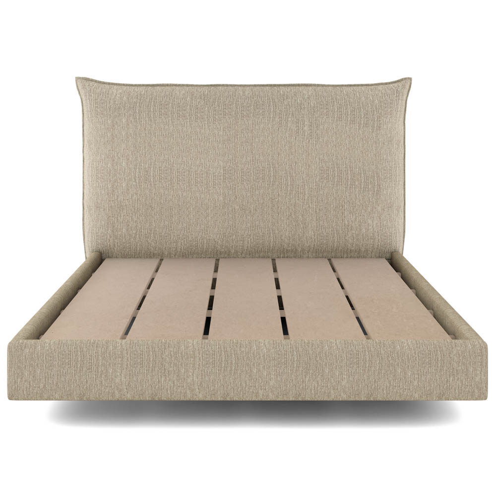 Cama Queen Flutuante Com Cabeceira 160cm Lyra S05 Linho Bege - Mpozenato