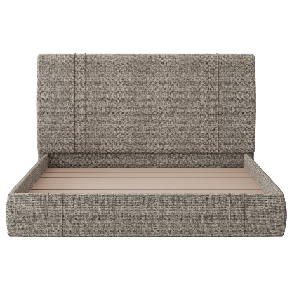 Cama Queen Flutuante Com Cabeceira 160cm Lyra S05 Linho Marrom - Mpozenato