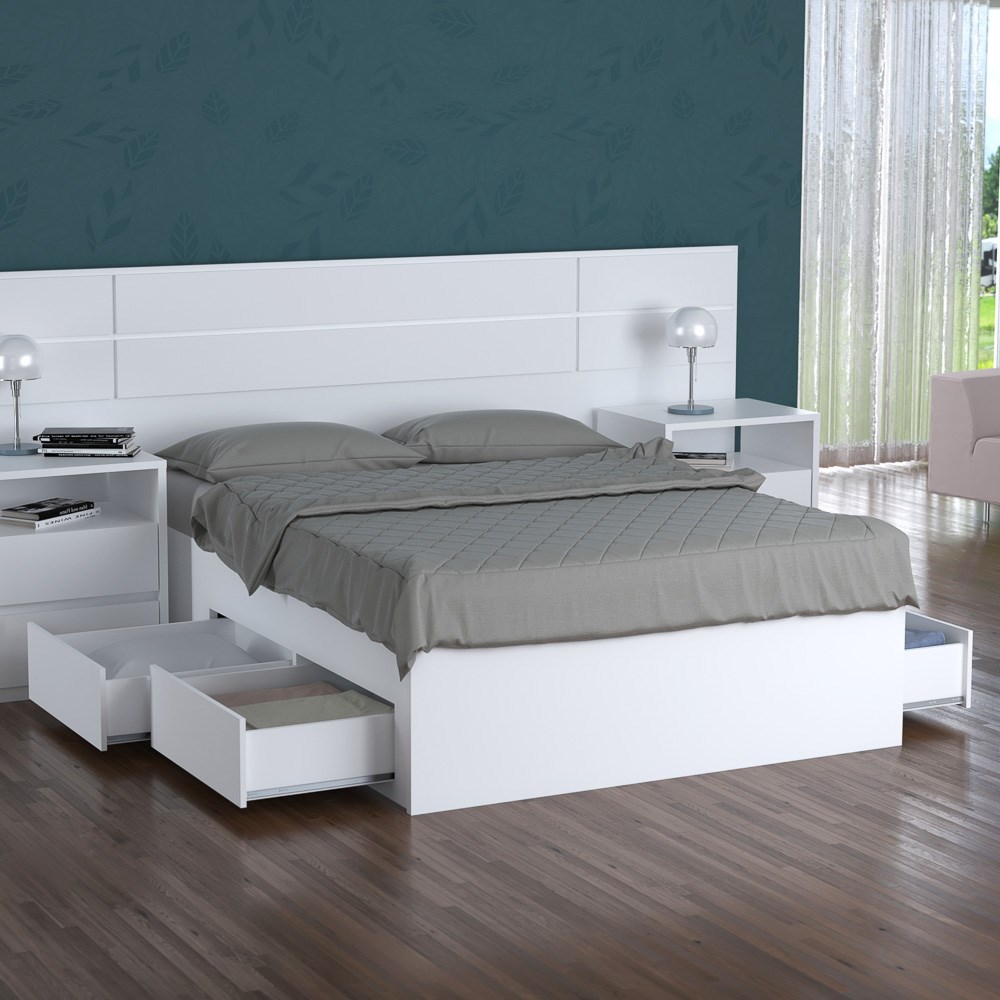 Cama de Casal Queen 167cm 4 Gavetas Dreams F04 Branco - Mpozenato