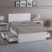 Cama de Casal com Cabeceira 147cm 4 Gavetas Dreams F04 Branco - Mpozenato