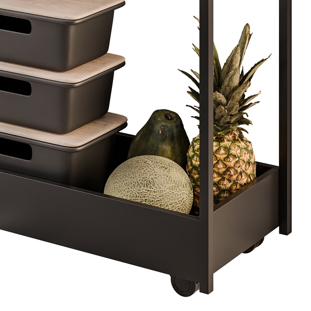 Carrinho Gourmet de Apoio Industrial 2 Prateleiras Sara M24 Preto - Mpozenato