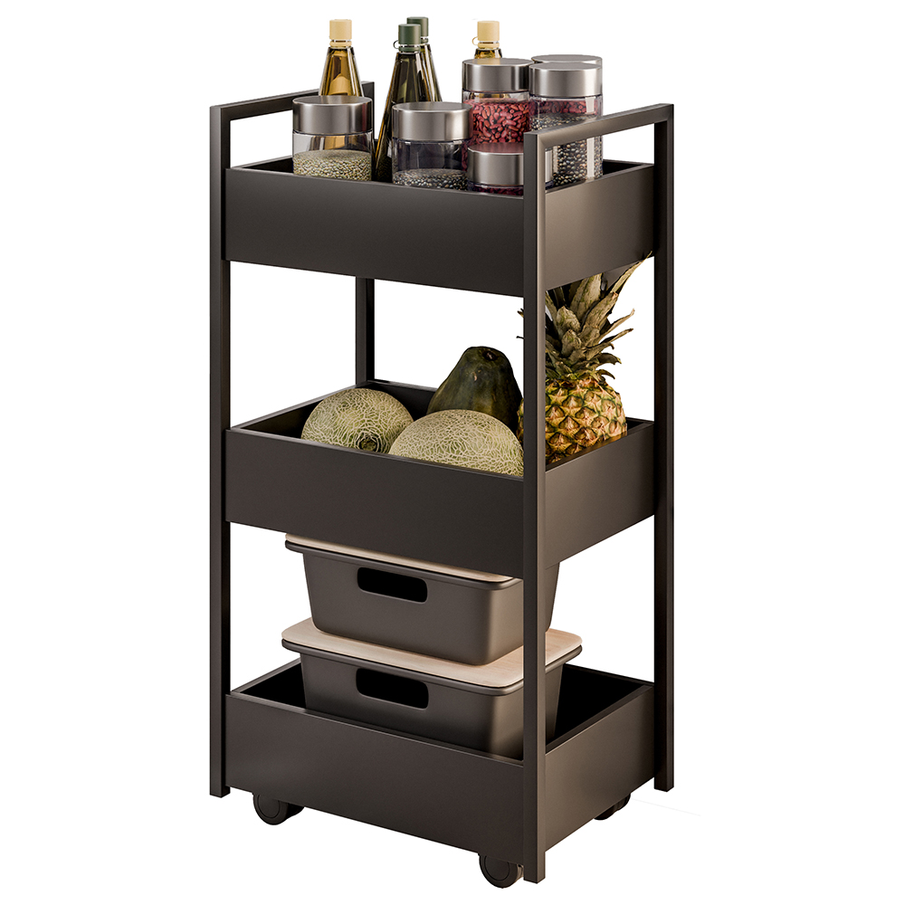 Carrinho Gourmet de Apoio Industrial 3 Prateleiras Liss M24 Preto - Mpozenato