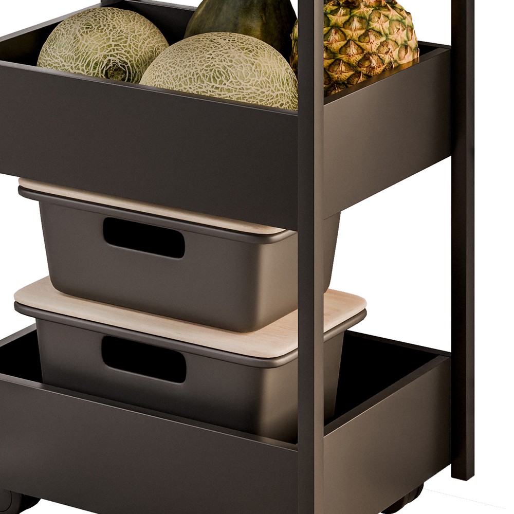 Carrinho Gourmet de Apoio Industrial 3 Prateleiras Liss M24 Preto - Mpozenato