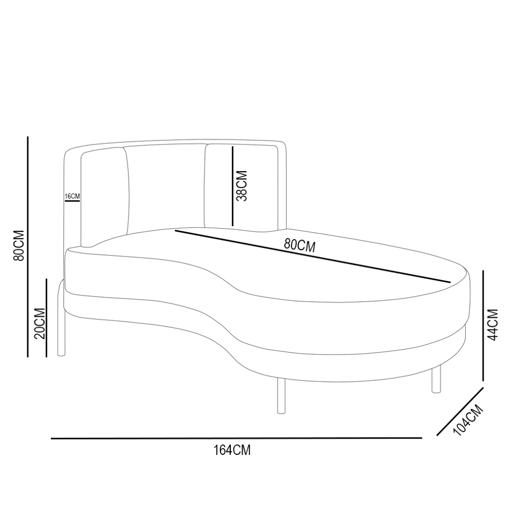 Chaise Longue Divã 163cm Braço Esquerdo Logus D06 Linho Creme - Mpozenato