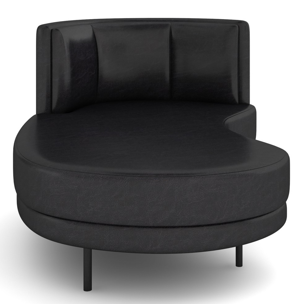 Chaise Longue Divã 164cm Braço Direito Logus D06 Sintético Preto - Mpozenato