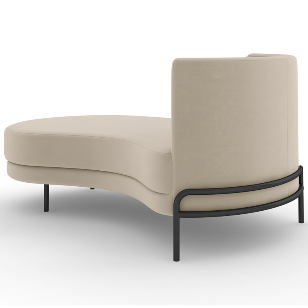 Chaise Longue Divã 164cm Braço Direito Logus D06 Veludo Bege - Mpozenato