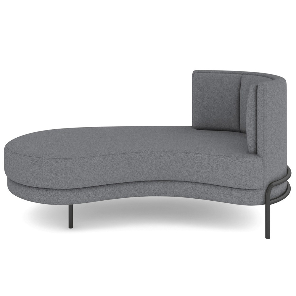 Chaise Longue Divã 164cm Braço Esquerdo Logus D06 Bouclê Cinza - Mpozenato