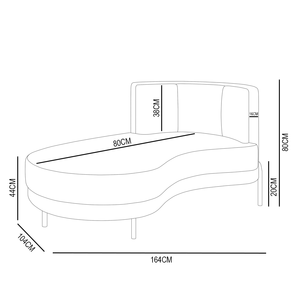 Chaise Longue Divã 164cm Braço Esquerdo Logus D06 Sintético Marrom - Mpozenato