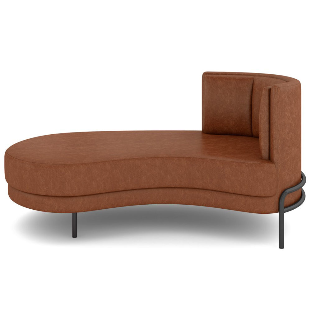Chaise Longue Divã 164cm Braço Esquerdo Logus D06 Sintético Marrom - Mpozenato