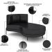 Chaise Longue Divã 164cm Braço Esquerdo Logus D06 Sintético Preto - Mpozenato