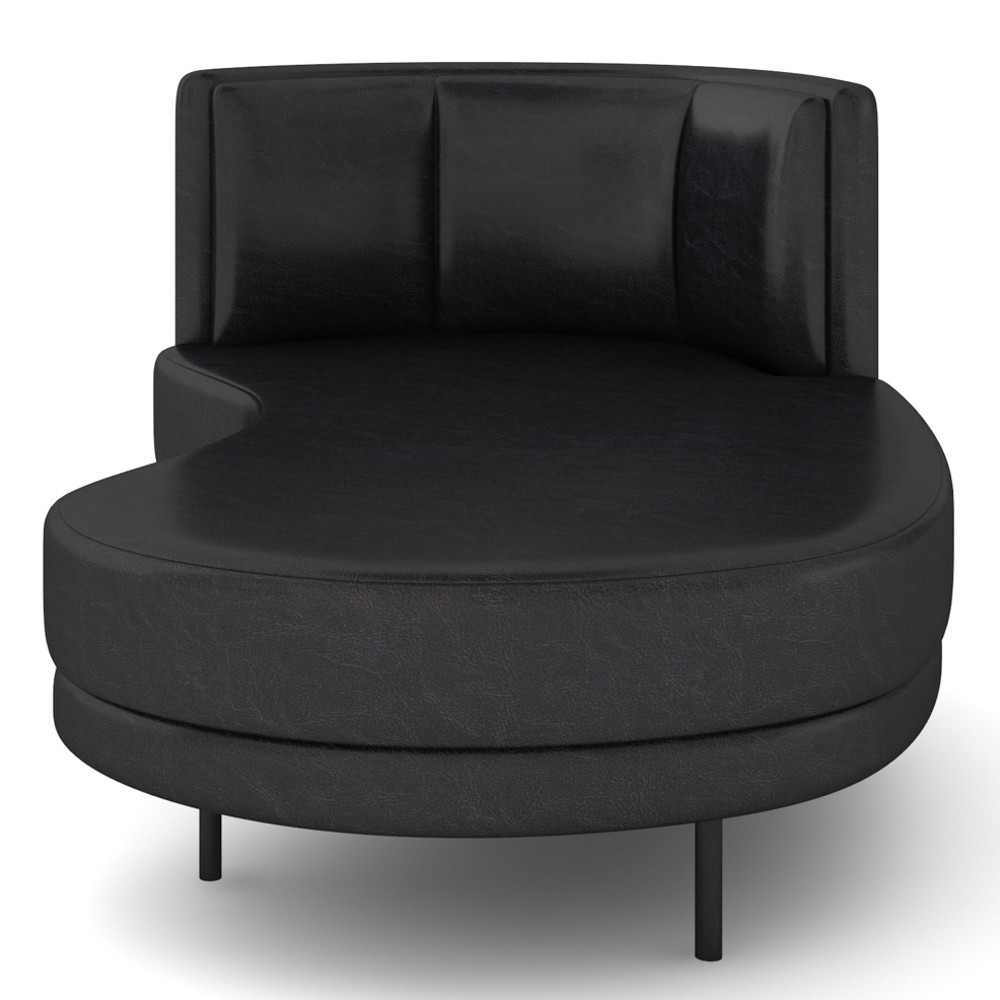 Chaise Longue Divã 164cm Braço Esquerdo Logus D06 Sintético Preto - Mpozenato