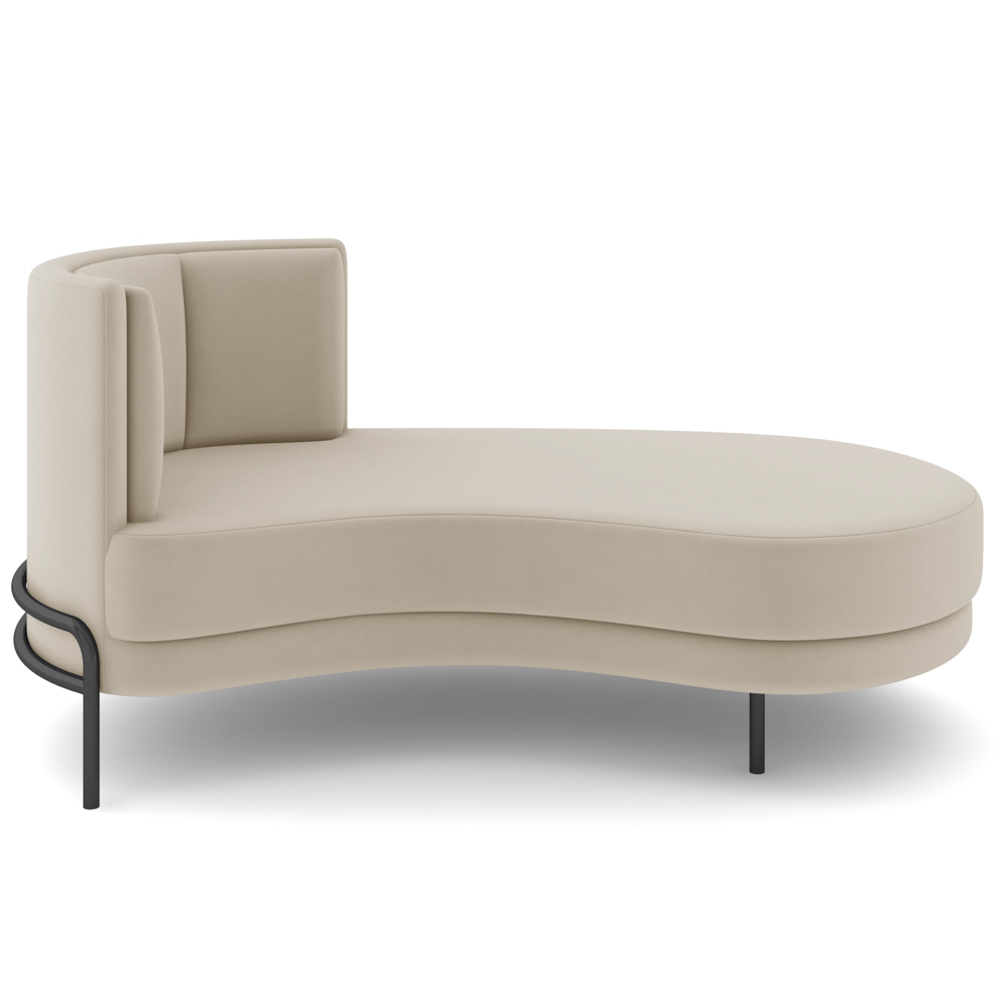 Chaise Longue Divã 164cm Braço Esquerdo Logus D06 Veludo Bege - Mpozenato