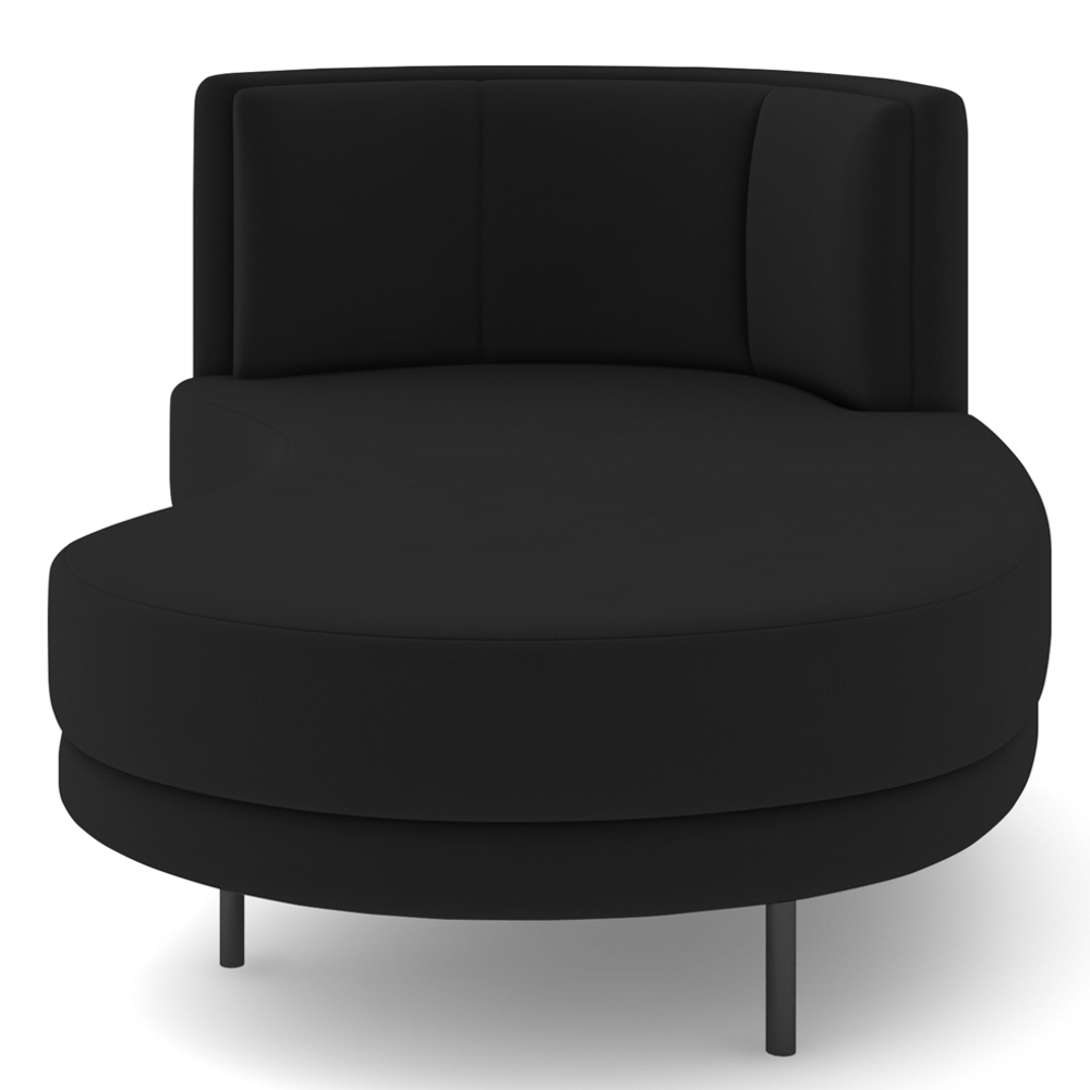 Chaise Longue Divã 164cm Braço Esquerdo Logus D06 Veludo Preto - Mpozenato