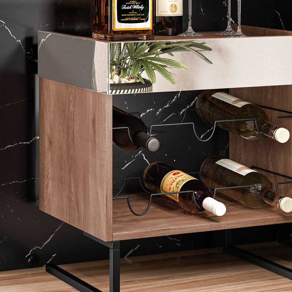 Conjunto 2 Adegas Espelhadas 6 Garrafas com Pés Metálicos Estilo Industrial Loft D09 Demolição/Preto - Mpozenato