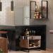 Conjunto Adega Espelhada 6 Garrafas e Prateleira Suspensa Estilo Industrial Loft D09 Demolição/Preto - Mpozenato