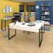 Conjunto Escritório 3 peças Mesa em L Estante e Aparador Studio Industrial M18 Branco - Mpozenato