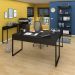 Conjunto Escritório 3 peças Mesa em L Estante e Aparador Studio Industrial M18 Preto - Mpozenato