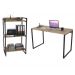 Conjunto Escritório Estilo Industrial Mesa 135cm e Estante 60cm 3 Prateleiras Prisma C08 Carvalho - Mpozenato