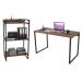 Conjunto Escritório Estilo Industrial Mesa 135cm e Estante 60cm 3 Prateleiras Prisma C08 Nogal - Mpozenato