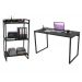 Conjunto Escritório Estilo Industrial Mesa 135cm e Estante 60cm 3 Prateleiras Prisma C08 Preto Onix - Mpozenato