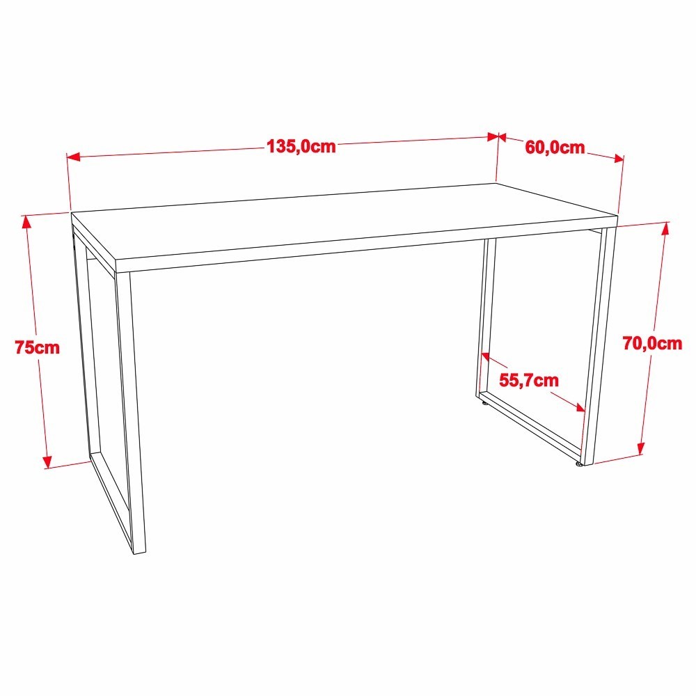 Conjunto Escritório Estilo Industrial Mesa 135cm e Estante 60cm 4 Prateleiras Prisma C08 Carvalho - Mpozenato