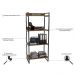 Conjunto Escritório Estilo Industrial Mesa 135cm e Estante 60cm 4 Prateleiras Prisma C08 Nogal - Mpozenato